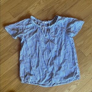 beachlunchlounge Blue and White Striped Short Sleeve Top